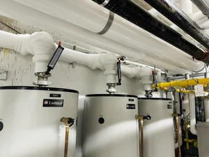 Insulated boiler room piping